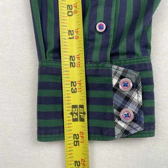 Robert Graham Long Sleeve Striped Button Down collared Shirt Green-XL - Picture 13 of 16